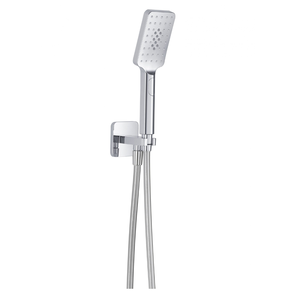 JTP HIX Square Water Outlet with Holder, Hose and Hand Shower In Chrome