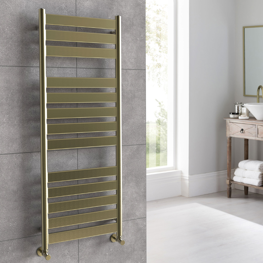 Vogue Vela Focus Towel Rail In Brushed Brass