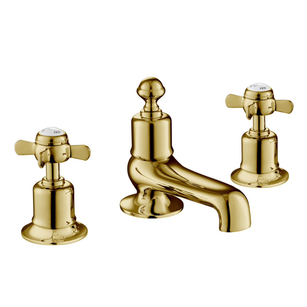 JTP Grosvenor Pinch 3 Hole Deck Mounted Bath Filler In Antique Brass