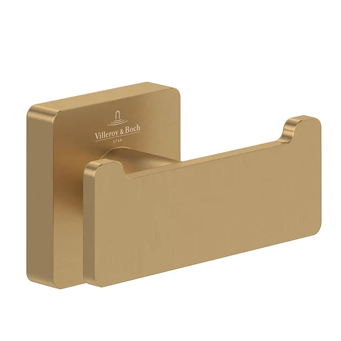 Villeroy & Boch Elements Striking Double Robe Hook Brushed Gold