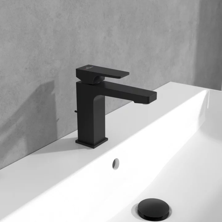 Villeroy & Boch Architectura Square Single Lever Basin Mixer with Pop Up Waste In Matt Black