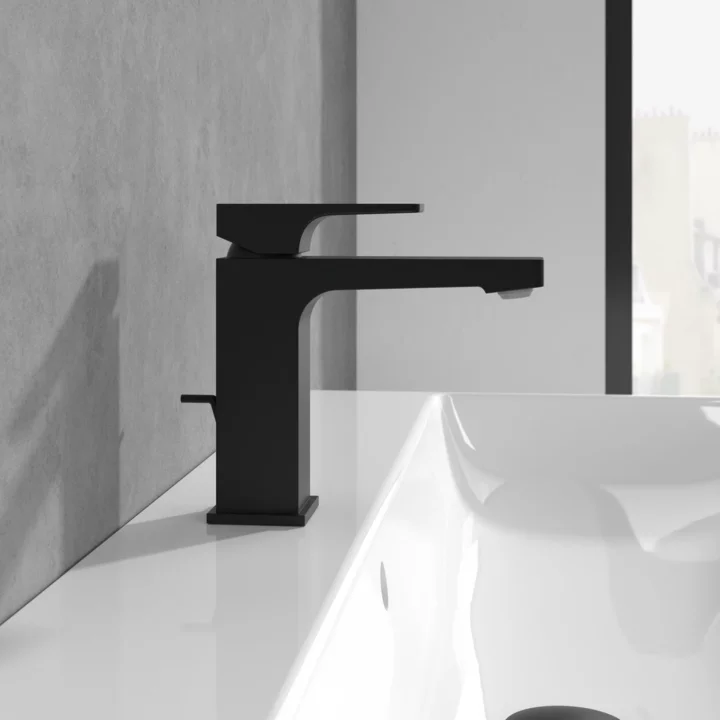 Villeroy & Boch Architectura Square Single Lever Basin Mixer with Pop Up Waste In Matt Black