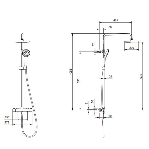 Villeroy & Boch Universal Thermostatic Shower System Chrome