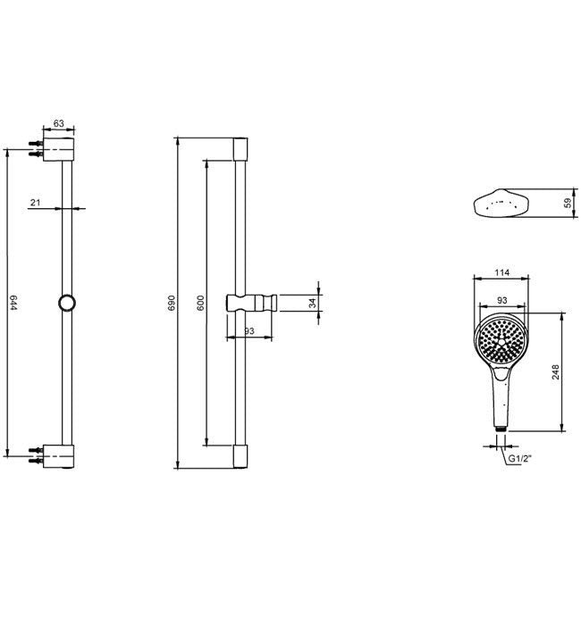 Villeroy & Boch Matt Black Round Exposed Thermostatic Shower Mixer Set