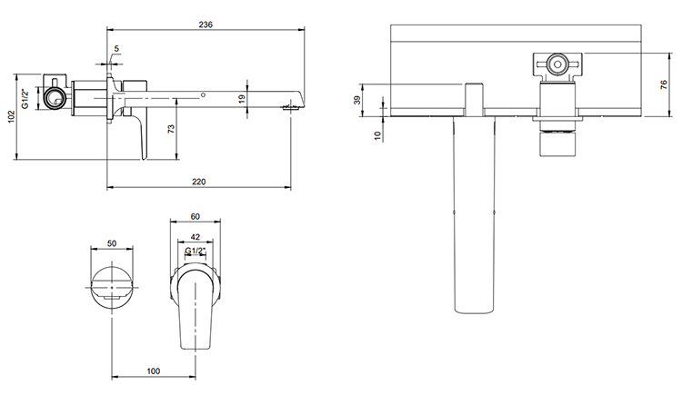 Villeroy & Boch Liberty 220mm Wall Mounted Basin Mixer In Chrome