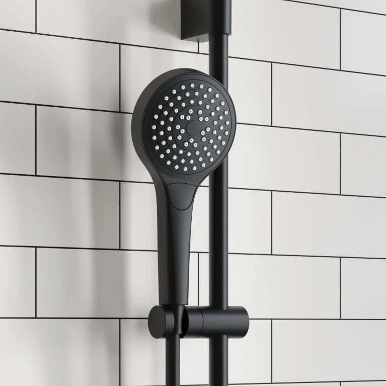 Villeroy & Boch Square Verve Complete Shower Set with Slide Rail Kit In Matt Black