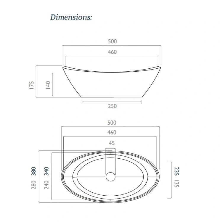 Waters Elements Breeze 500mm Countertop Basin