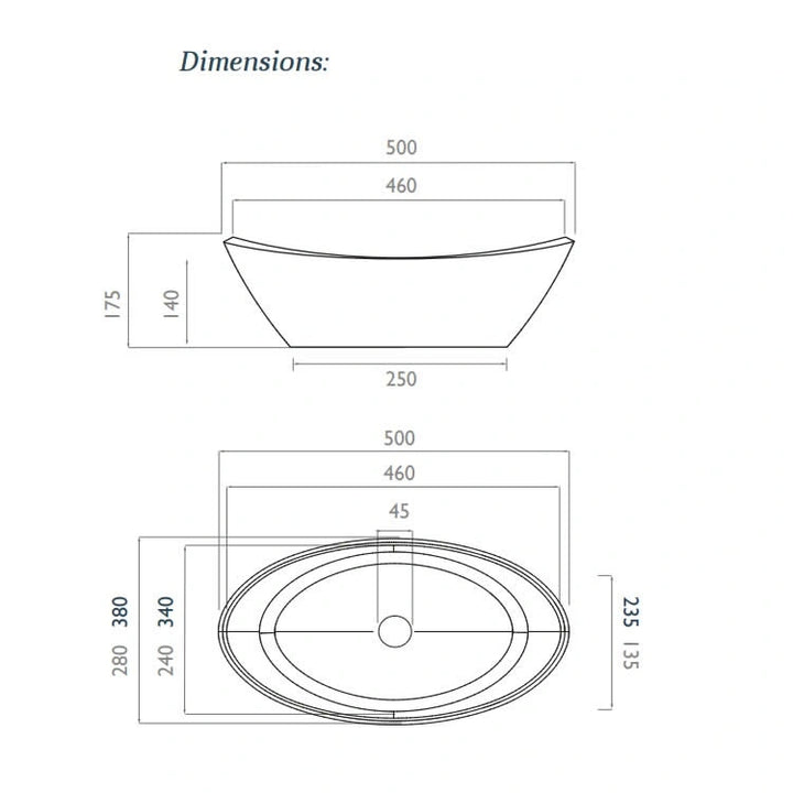 Waters Elements Breeze 500mm Countertop Basin