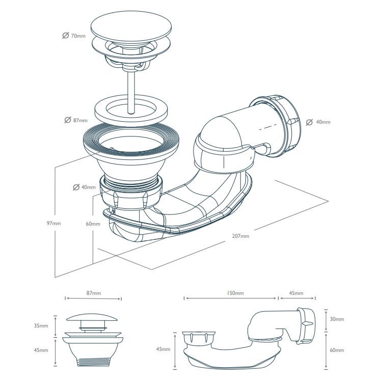 Waters Baths Waste & Trap Installation Kit