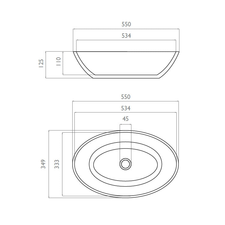 Waters Elements Ellipse 550mm Countertop Basin