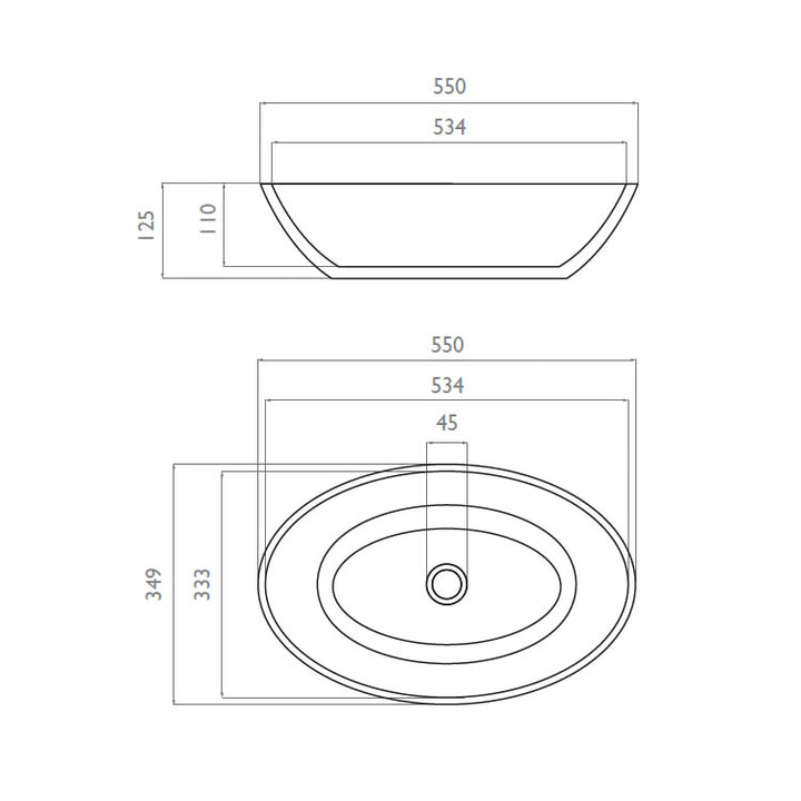 Waters Elements Ellipse 550mm Countertop Basin