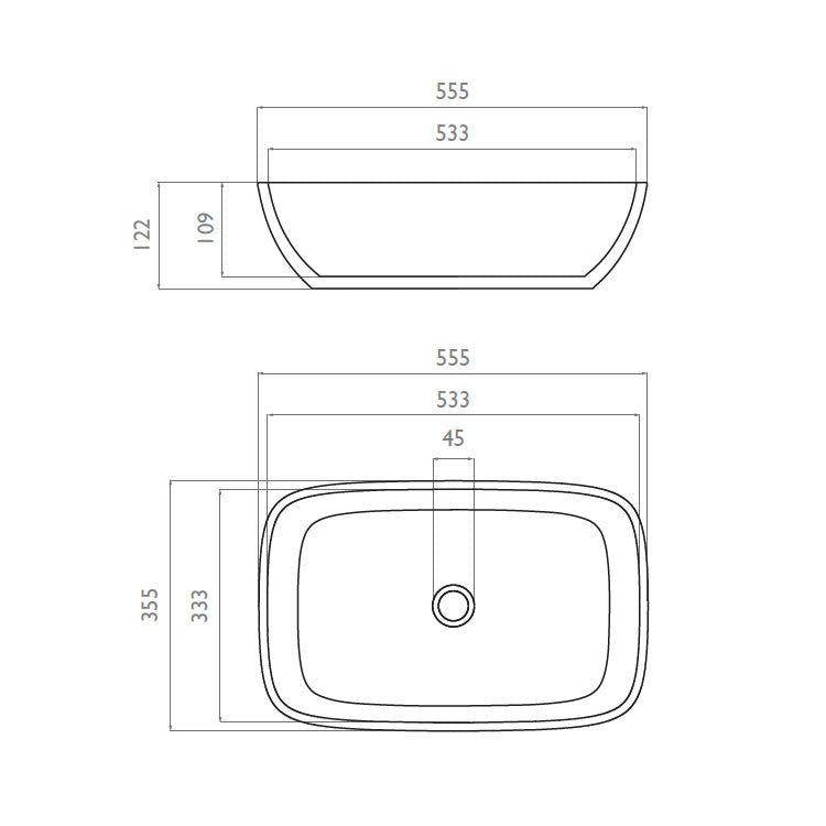 Waters Elements Haze 555mm Countertop Basin