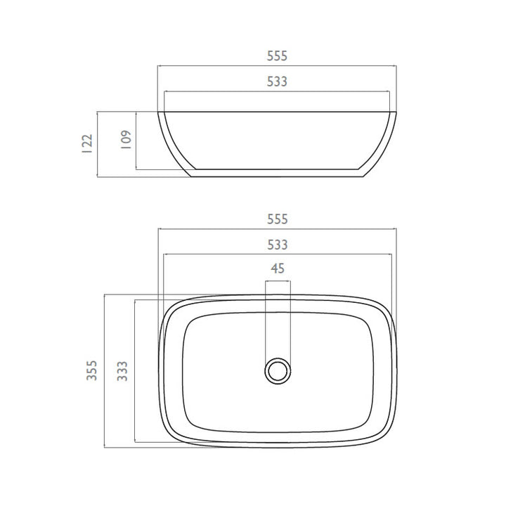 Waters Elements Haze 555mm Countertop Basin