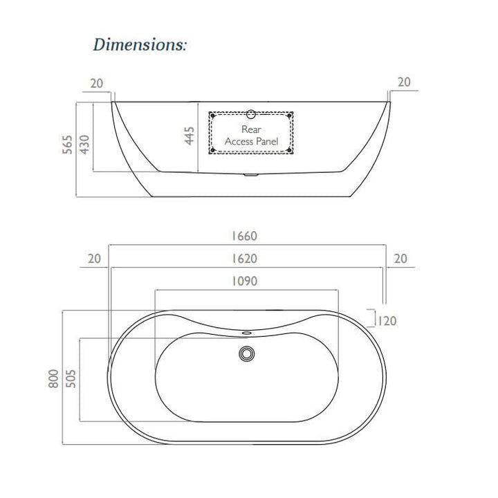 Waters I-Line Edge 1660mm Freestanding Bath