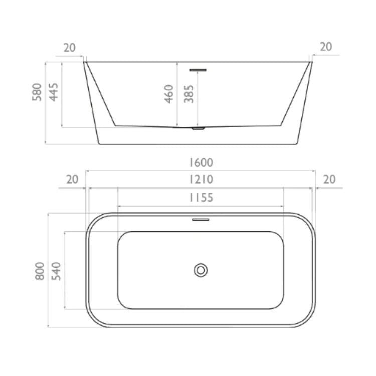 Waters I-Line Pool 1600mm Freestanding Bath