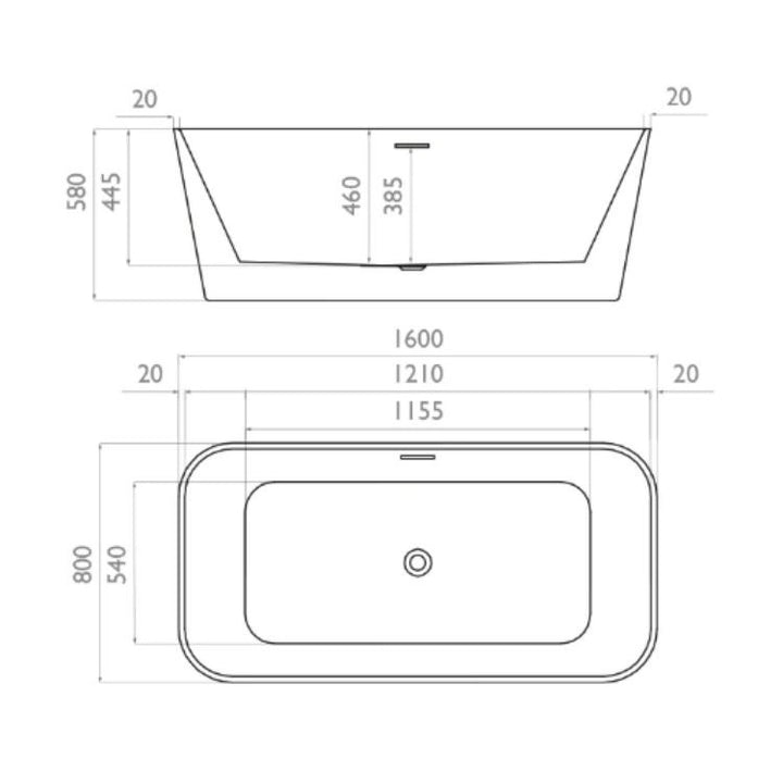 Waters I-Line Pool 1600mm Freestanding Bath