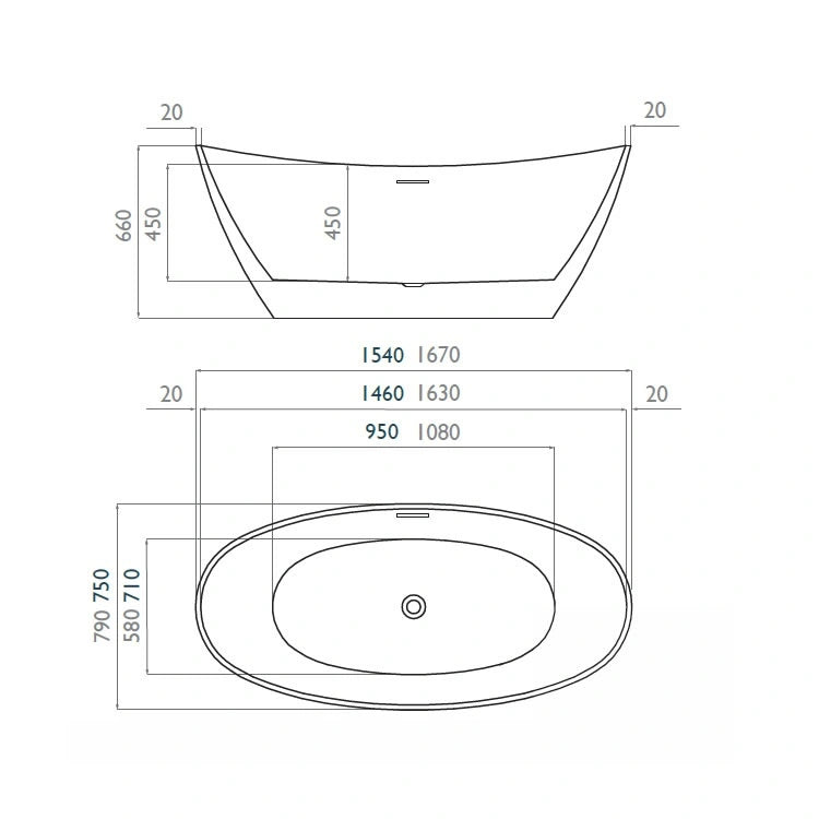 Waters I-Line Spa Freestanding Bath