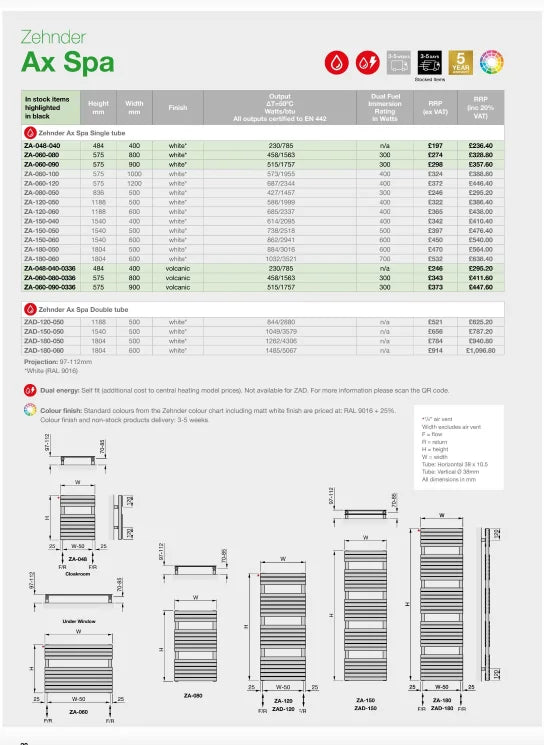 Zehnder Ax Spa Towel Radiator