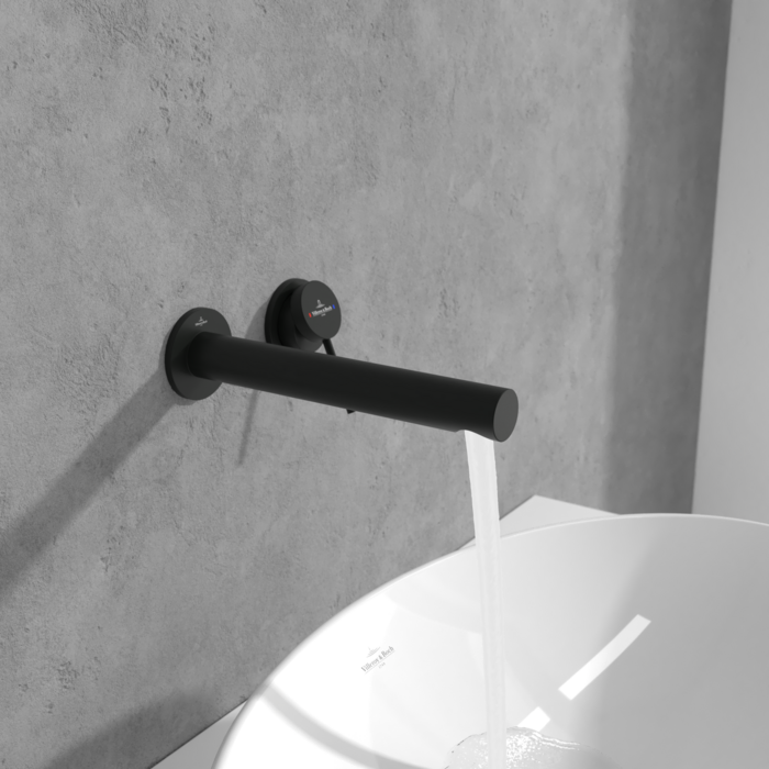 Villeroy & Boch Loop & Friends Wall Mounted Single Lever Basin Mixer In Matt Black