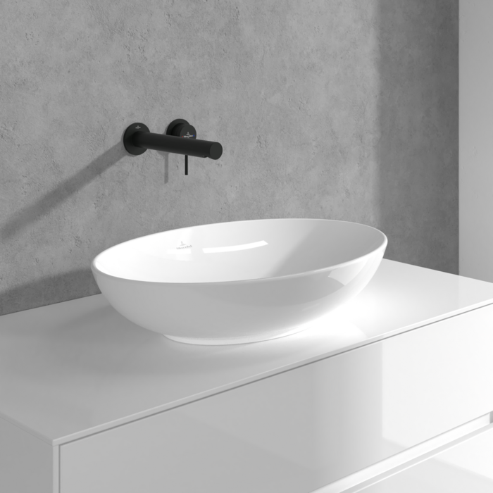 Villeroy & Boch Loop & Friends Wall Mounted Single Lever Basin Mixer In Matt Black