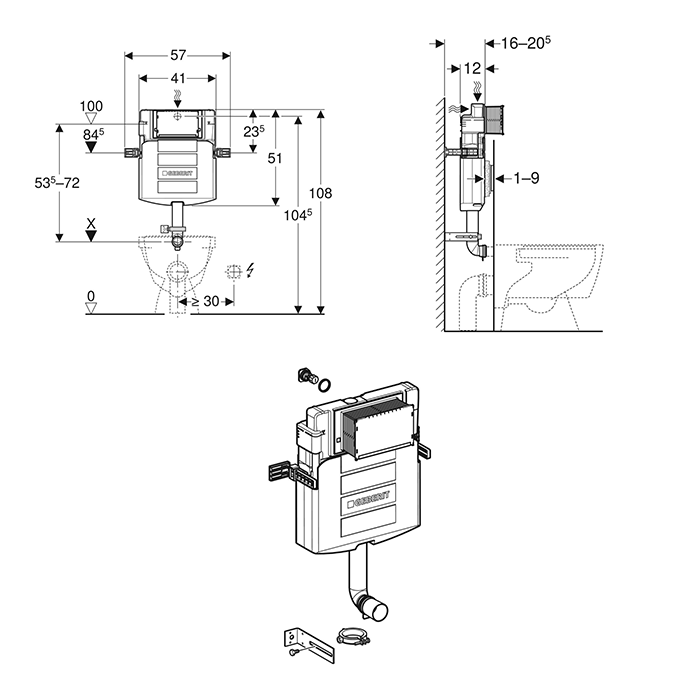 Geberit Sigma 12cm Concealed Dual Flush Cistern