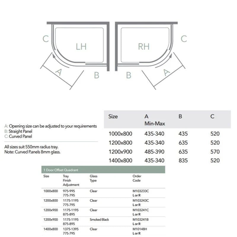 Merlyn 10 Series One Door Offset Quadrant Enclosure