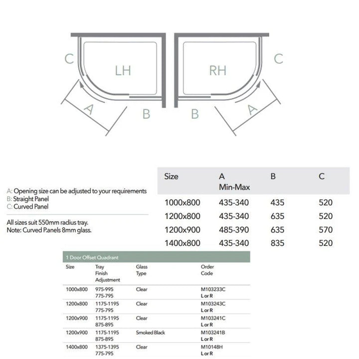 Merlyn 10 Series One Door Offset Quadrant Enclosure