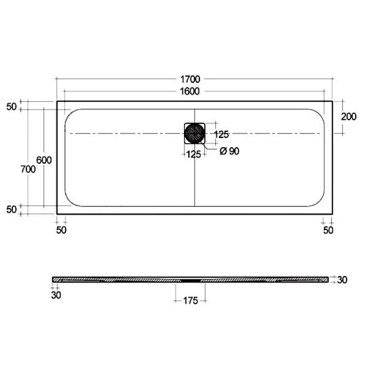 RAK Ceramics Feeling 1700 x 700mm Rectangular Shower Tray In Black