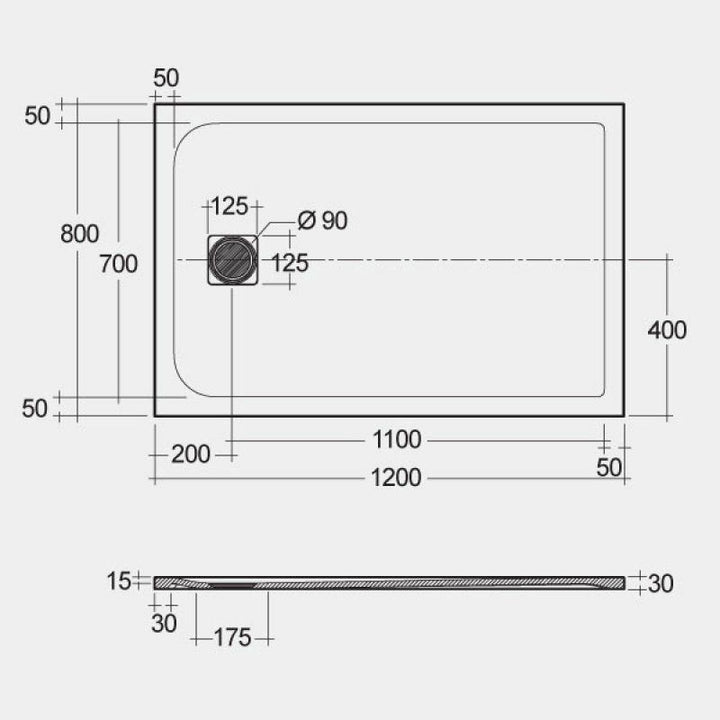 RAK Ceramics Feeling 1200 x 800mm Rectangular Shower Tray