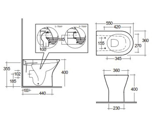 RAK Ceramics Feeling Rimless Back To Wall Toilet & Seat In Matt Black