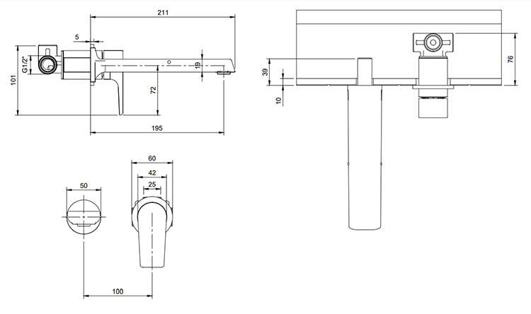 Villeroy & Boch Liberty 195mm Wall Mounted Basin Mixer In Chrome